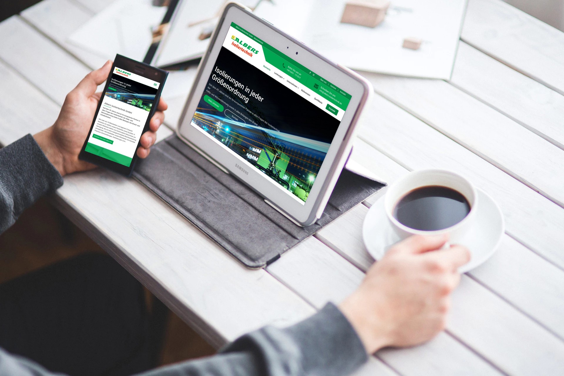 Ein Bild der Website von der Albers Isoliertechnik GmbH aus Ibbenbüren