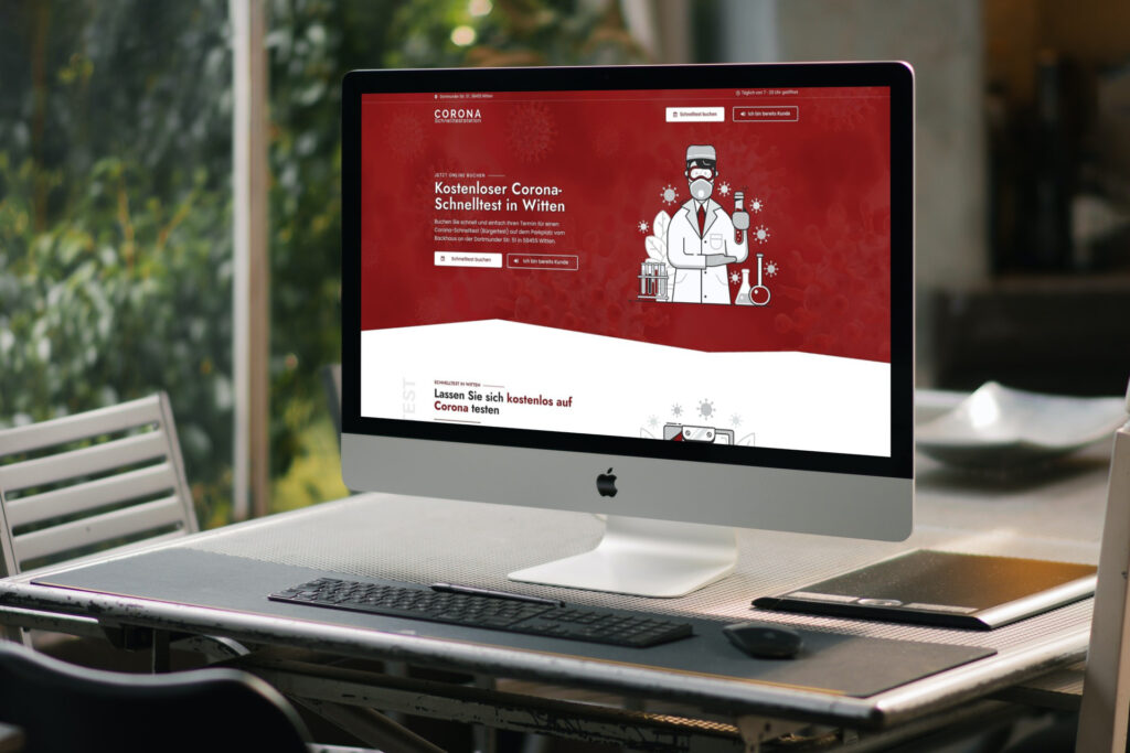 Ein Bild der Website vom Corona-Schnelltest in Witten