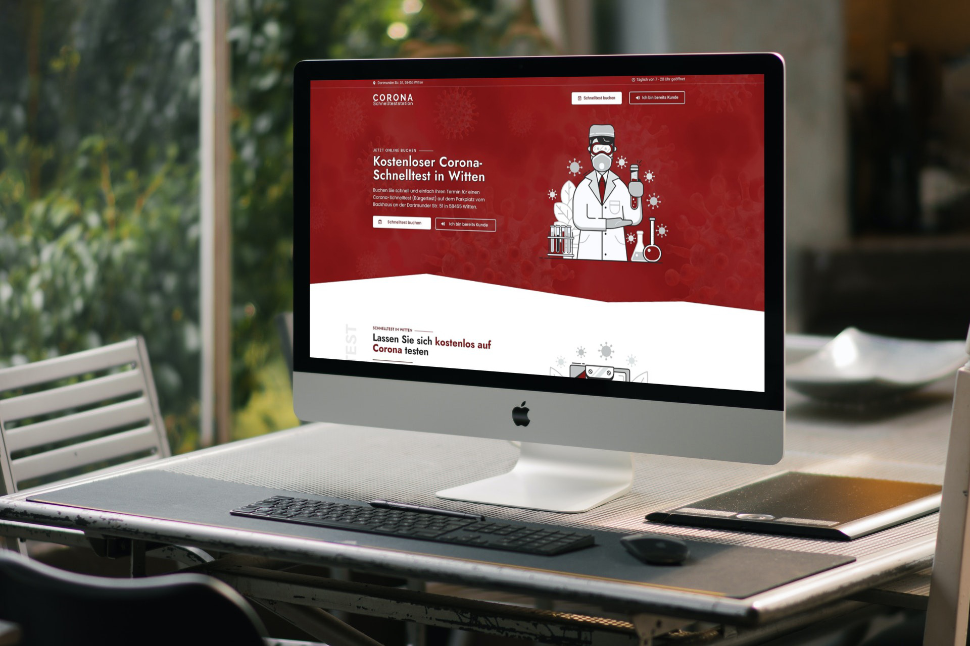 Ein Bild der Website vom Corona-Schnelltest in Witten