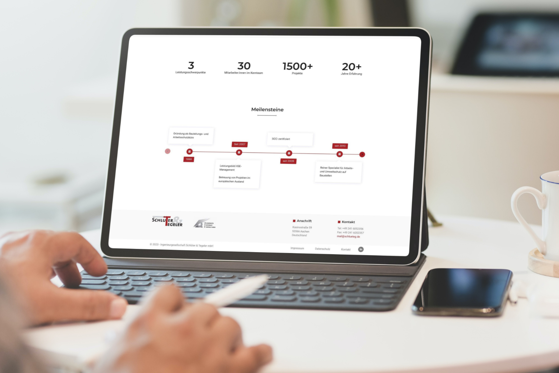 Ein Bild der Website der Ingenieurgesellschaft Schlüter & Tegeler mbH aus Aachen