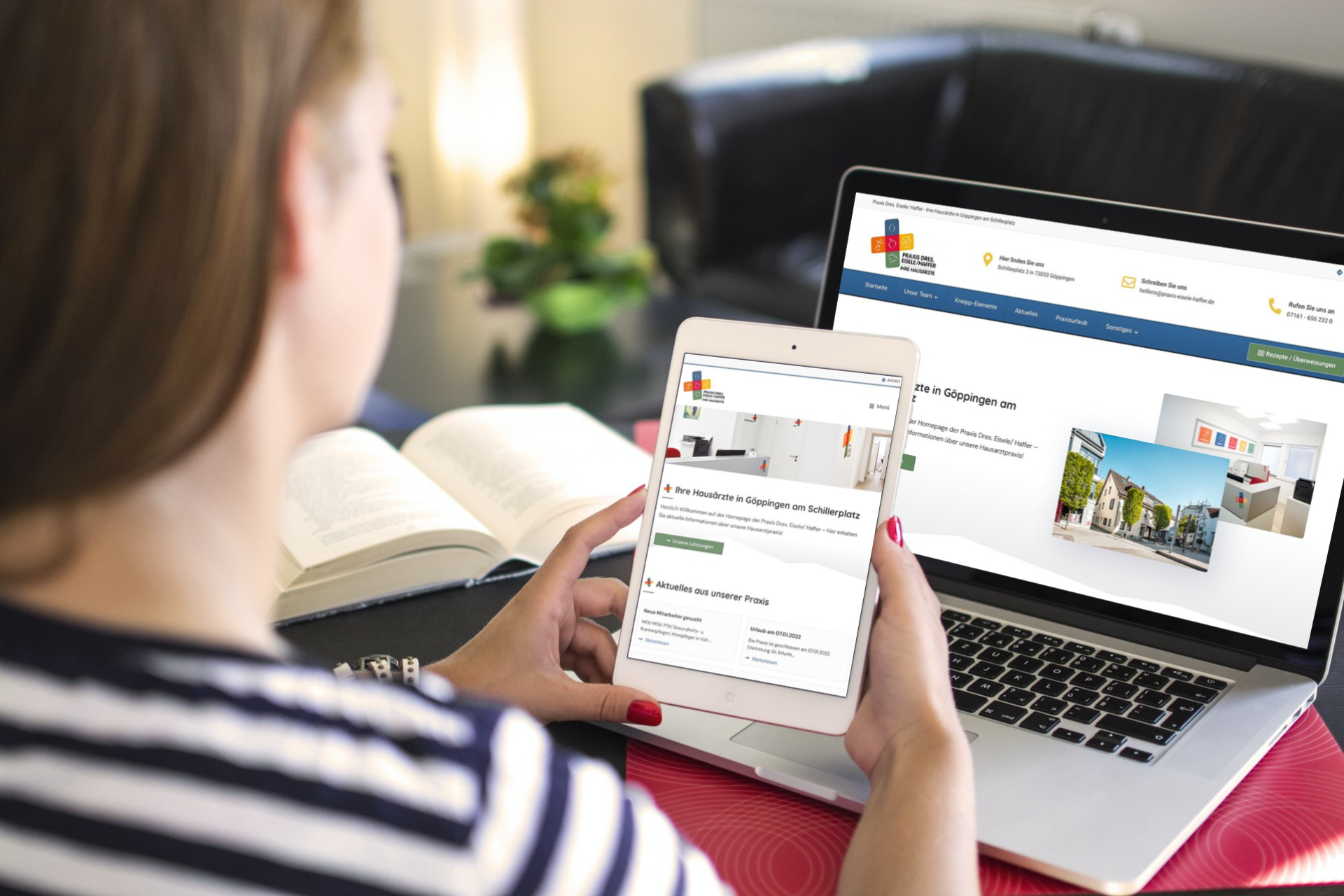 Ein Bild der Website der Praxis am Apostelhof in Göppingen