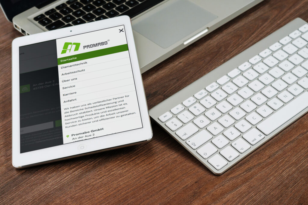 Ein Bild der Website der Promabo GmbH aus Oer-Erkenschwick